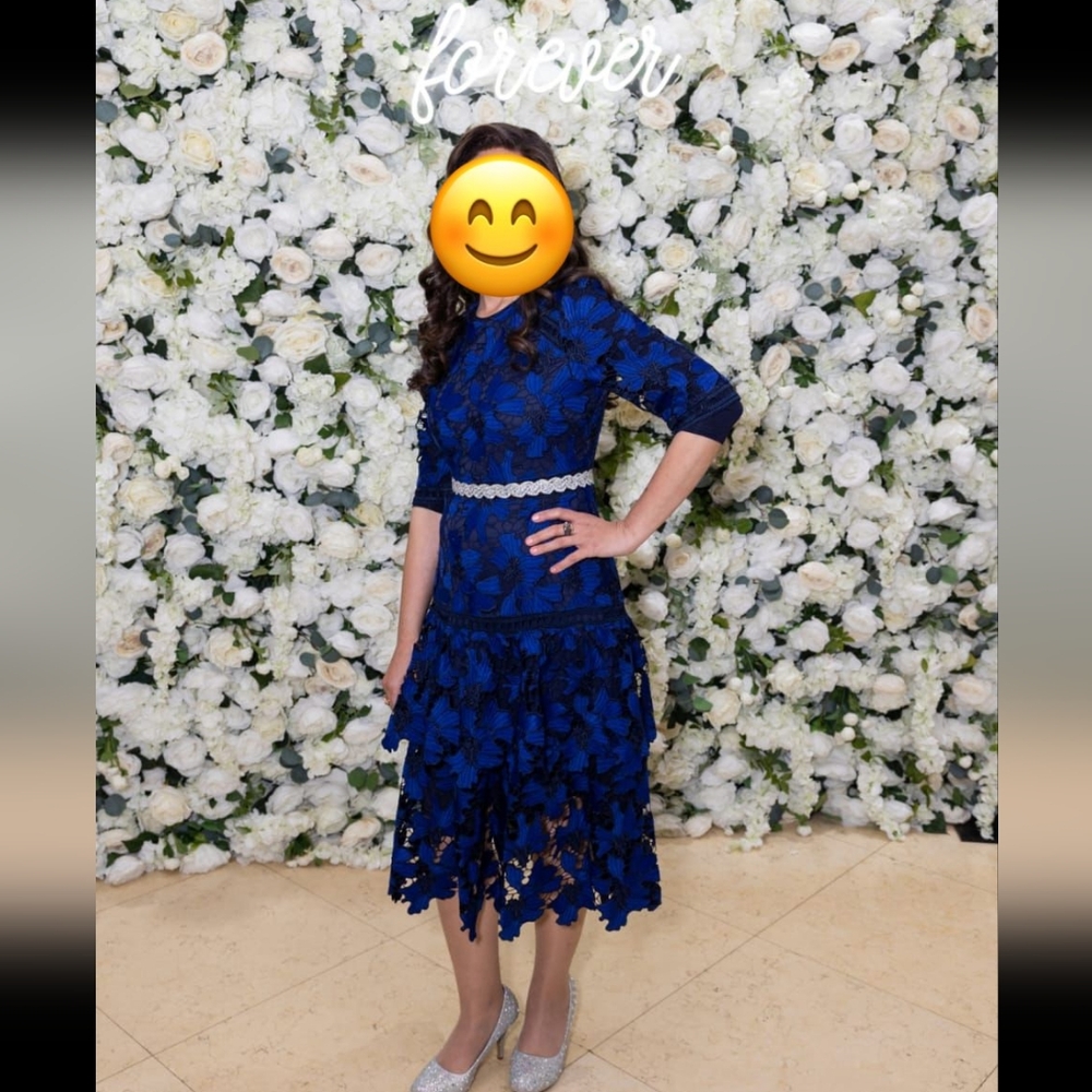 Elegant Blue Lace Dress